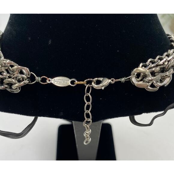 A.V. Max Multi Strand Antique Gold Orange Black Chain Glass Statement Necklace - Picture 7 of 7